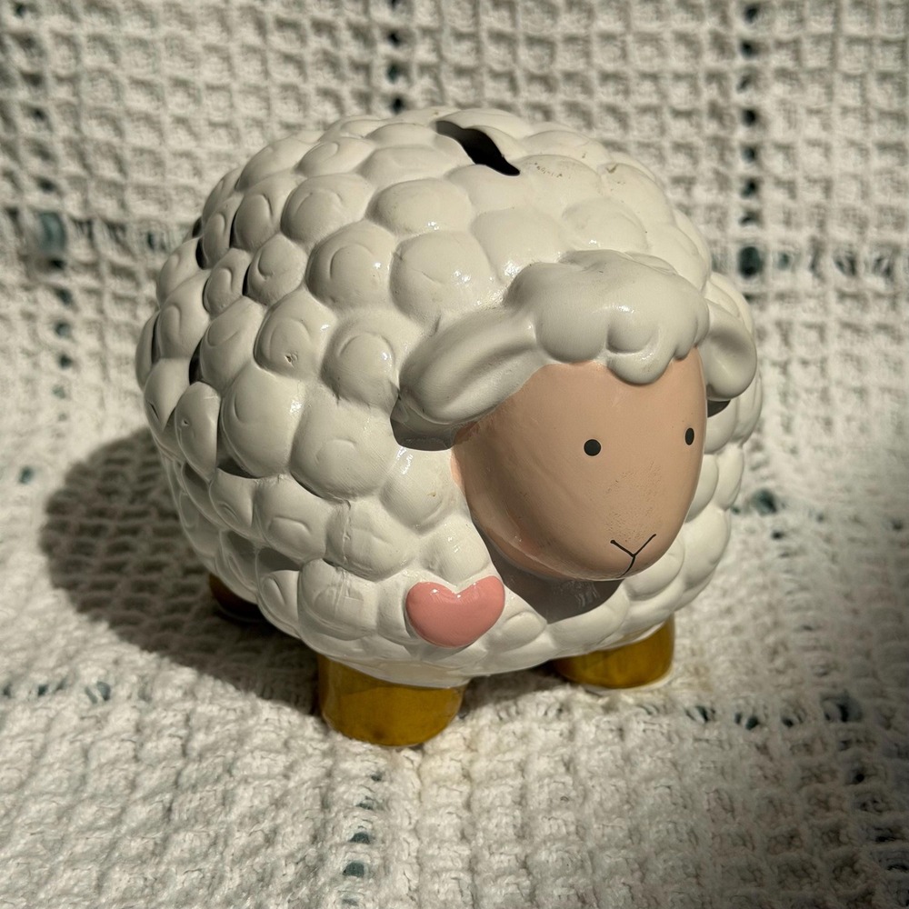 Lamb Coin Bank | Ceramic Sheep Piggy Bank | Baby Nursery Decor